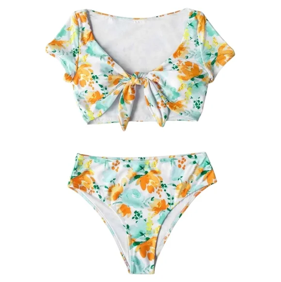 Cupshe Floral Tie knot High-Waiste  Swim Set - Small - Picture 4 of 10